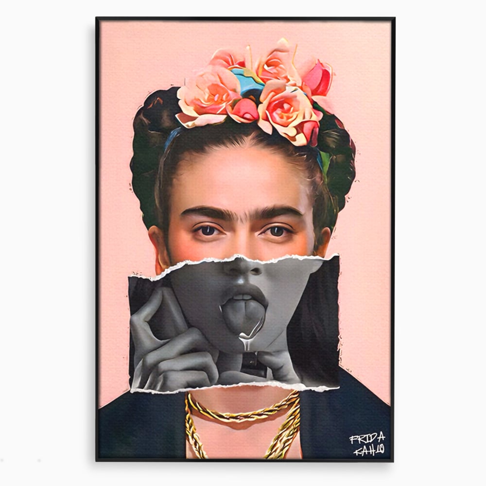 Tablou canvas cu tablou canvas cu portret collage, in rama de aluminiu negru